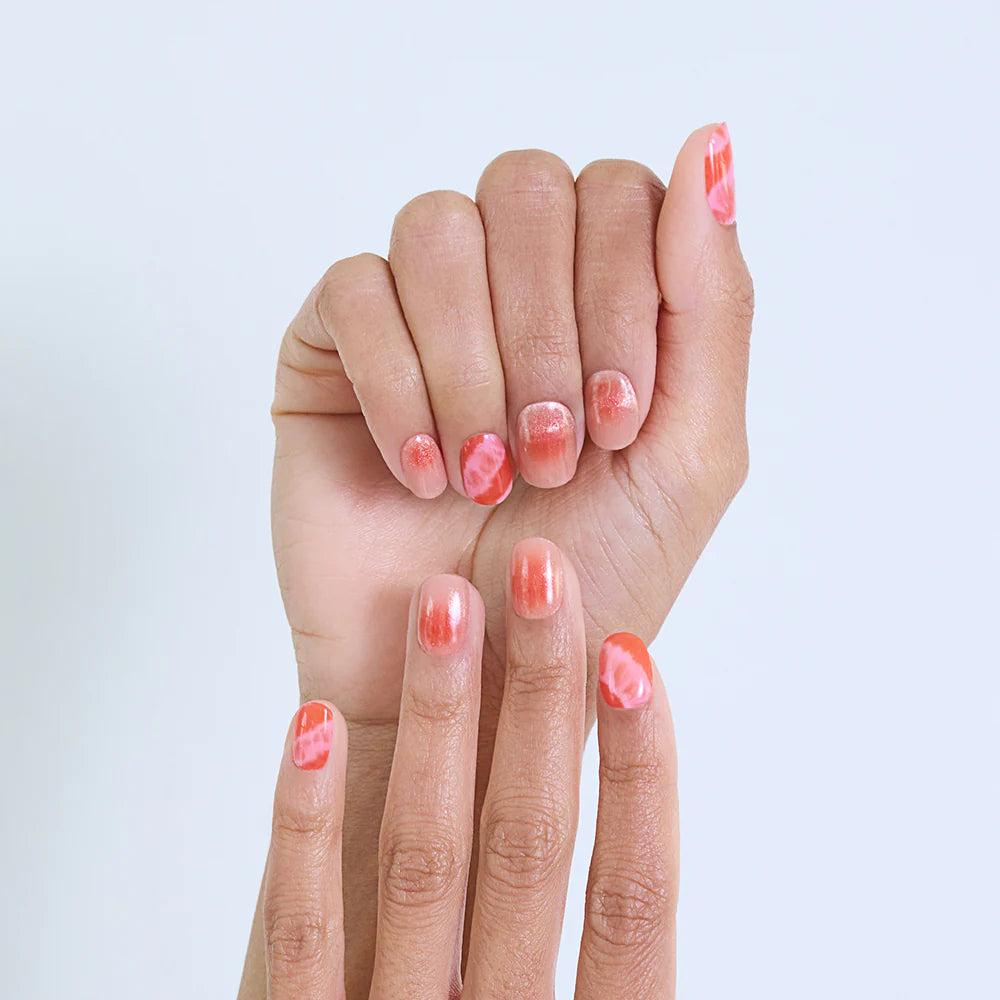 Ohora-Deutschland-UV Nagelfolie-Nail wraps-UV Ohora N Tiedye Sunset US Size-Blush&Cherry - Blush and Cherry