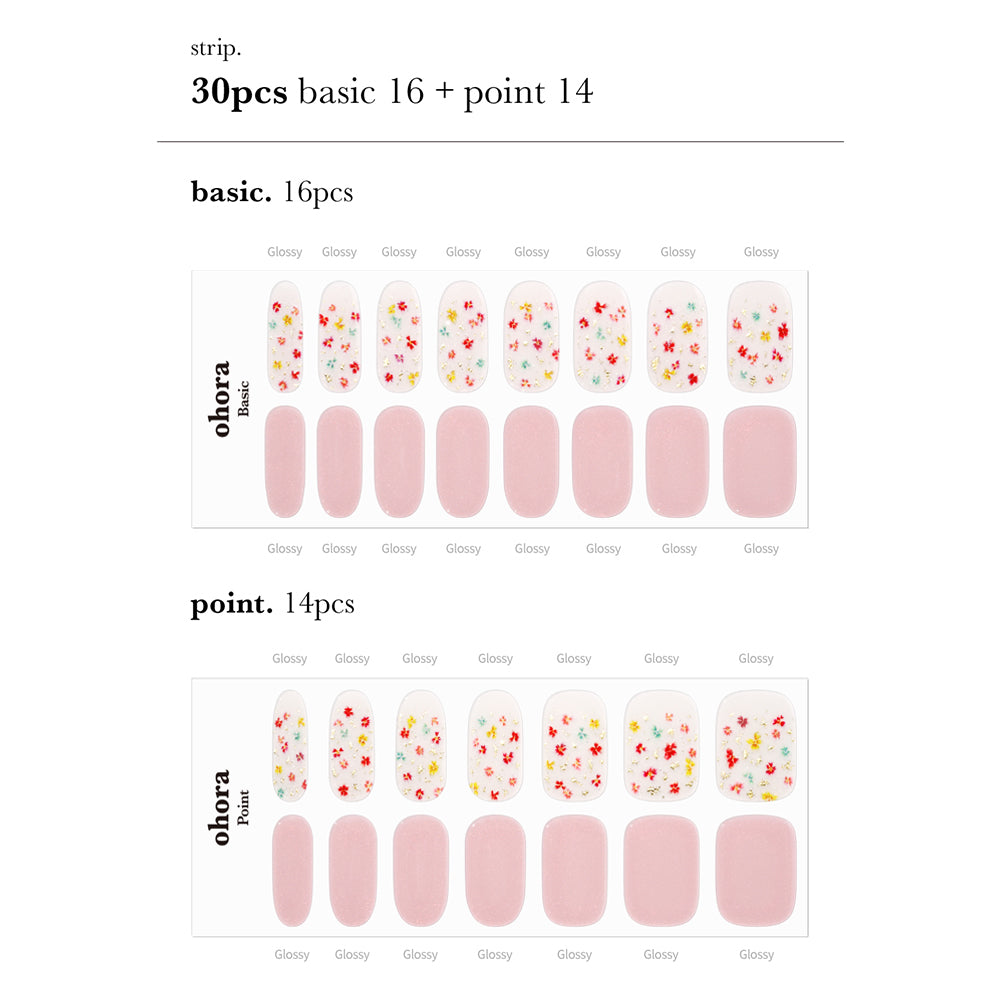 UV Ohora N Flower Champagne US Size-Blush&Cherry-Ohora premium UV Gel Folien - Blush and Cherry