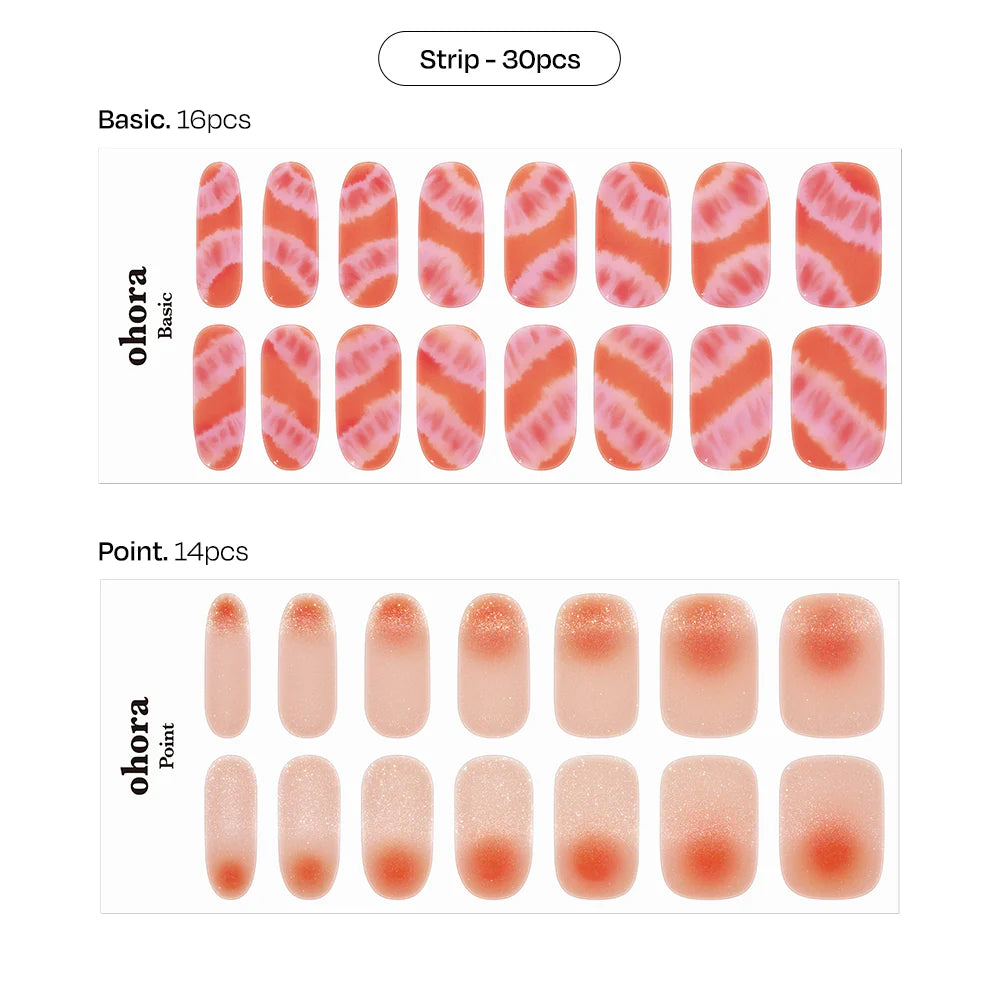 Ohora-Deutschland-UV Nagelfolie-Nail wraps-UV Ohora N Tiedye Sunset US Size-Blush&Cherry - Blush and Cherry