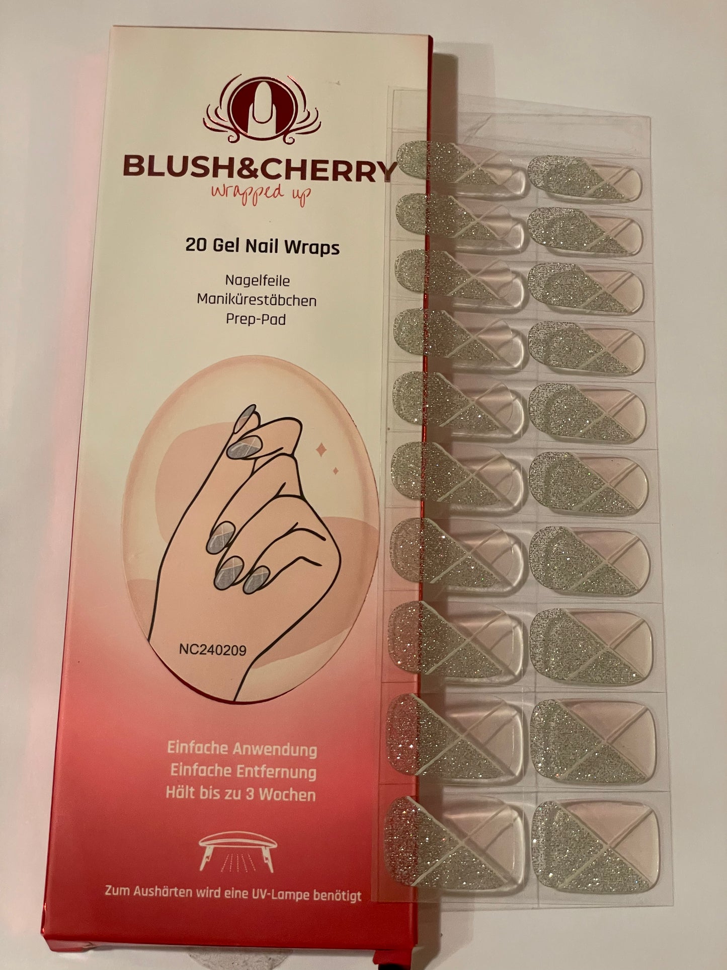 UV Silver Stitch 20er-Blush&Cherry-Blush and Cherry-UV Gelfolie-Nagelfolien-Nail wraps