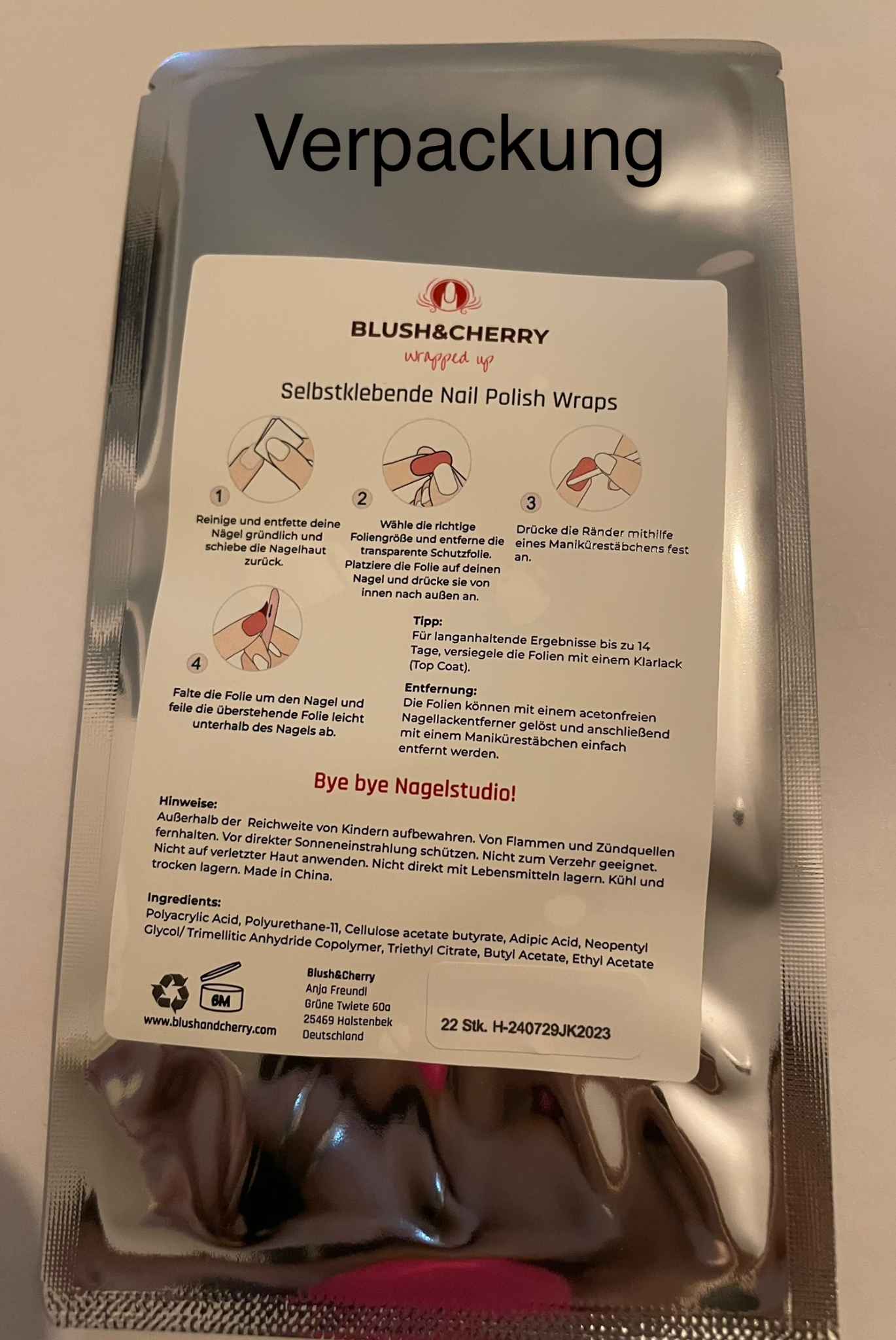 Indigo Bloom 22er-Blush&Cherry - Blush and Cherry - Nagelfolien ohne UV