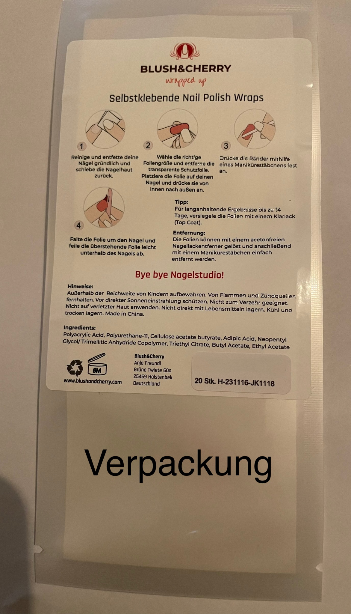 November Sky 20er-Blush&Cherry - Blush and Cherry - Nagelfolien ohne UV