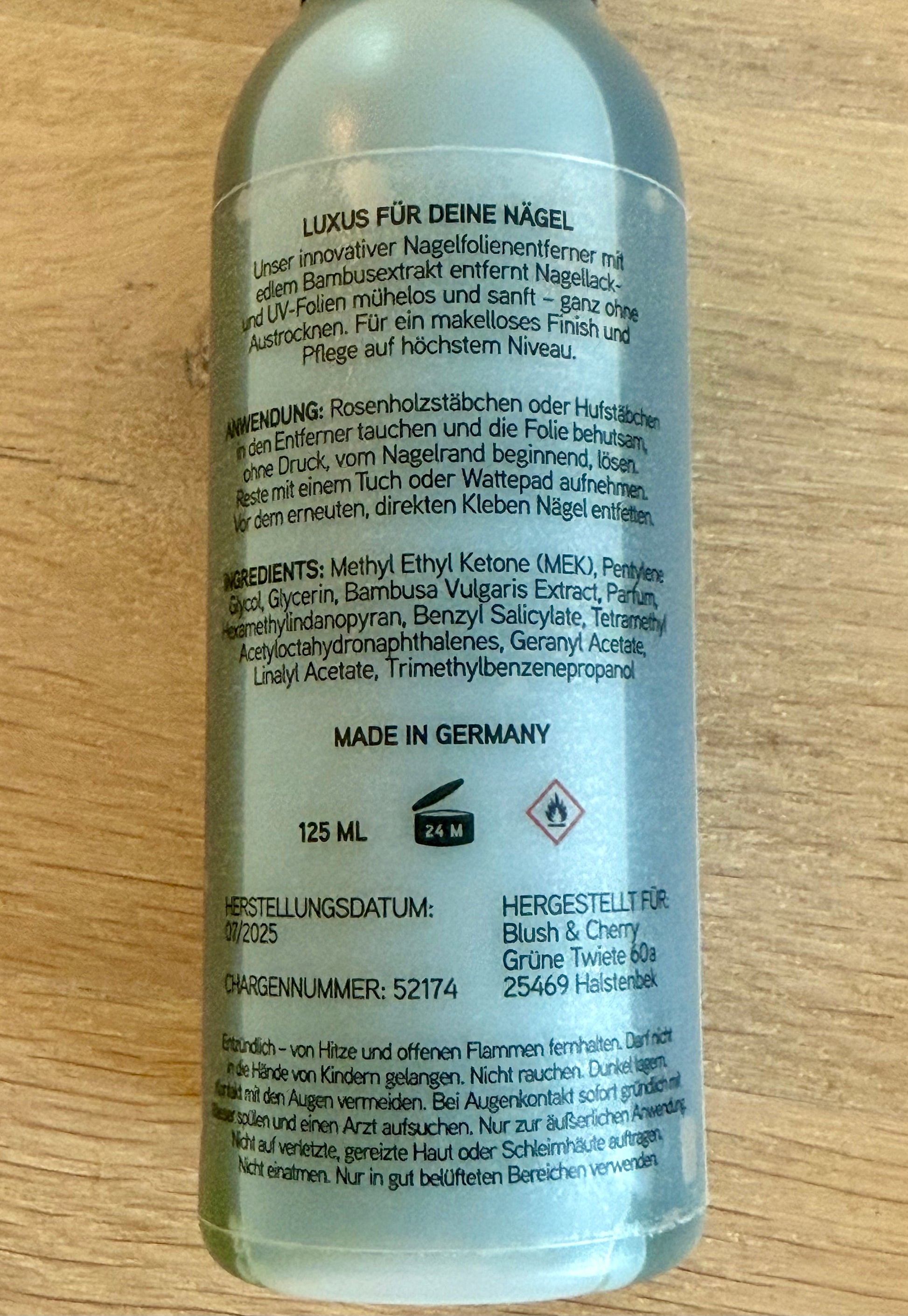 Bō Remover Folienentferner 125ml-Blush&amp;Cherry- Blush and Cherry - Exklusiv Entferner Nagelfolien - Nail Polish Remover