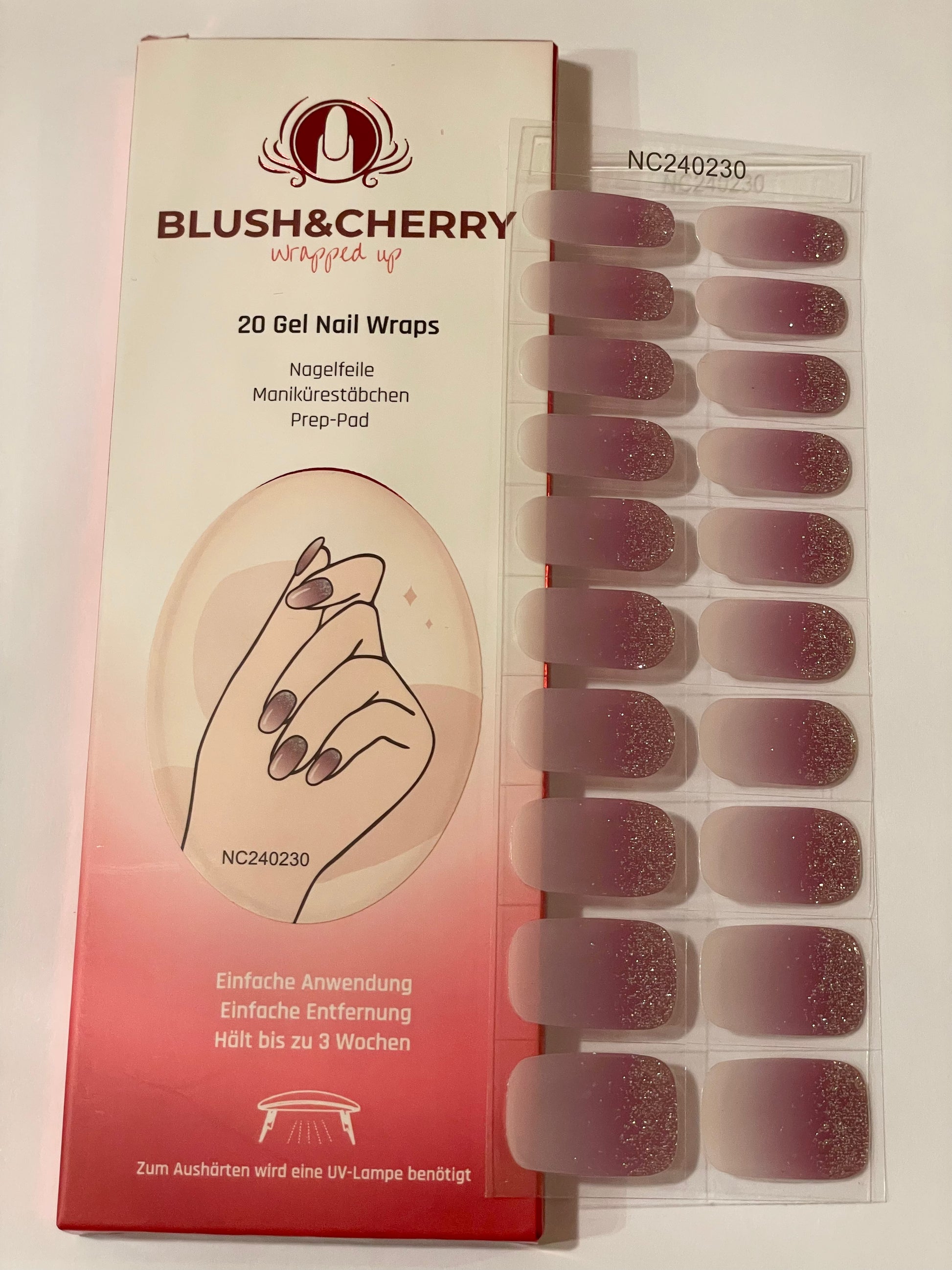 UV Moonlit 20er-Blush&Cherry-Blush and Cherry-UV Gelfolie-Nagelfolien-Nail wraps