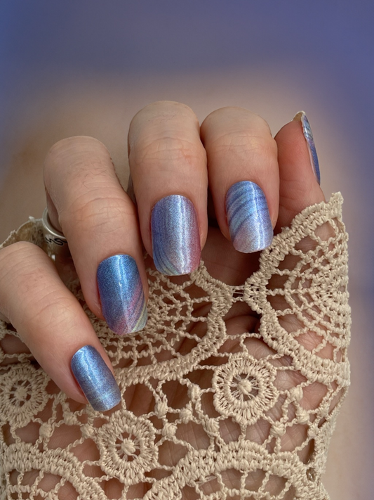 Nagelfolie Nail wraps Blue Swirl Blush&Cherry