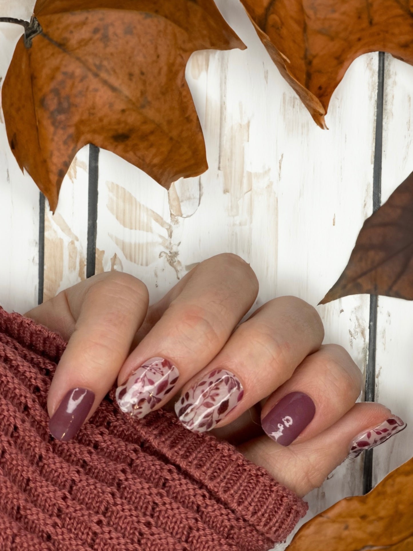 Nagelfolie Nail wraps Blush&Cherry Herbstlaub